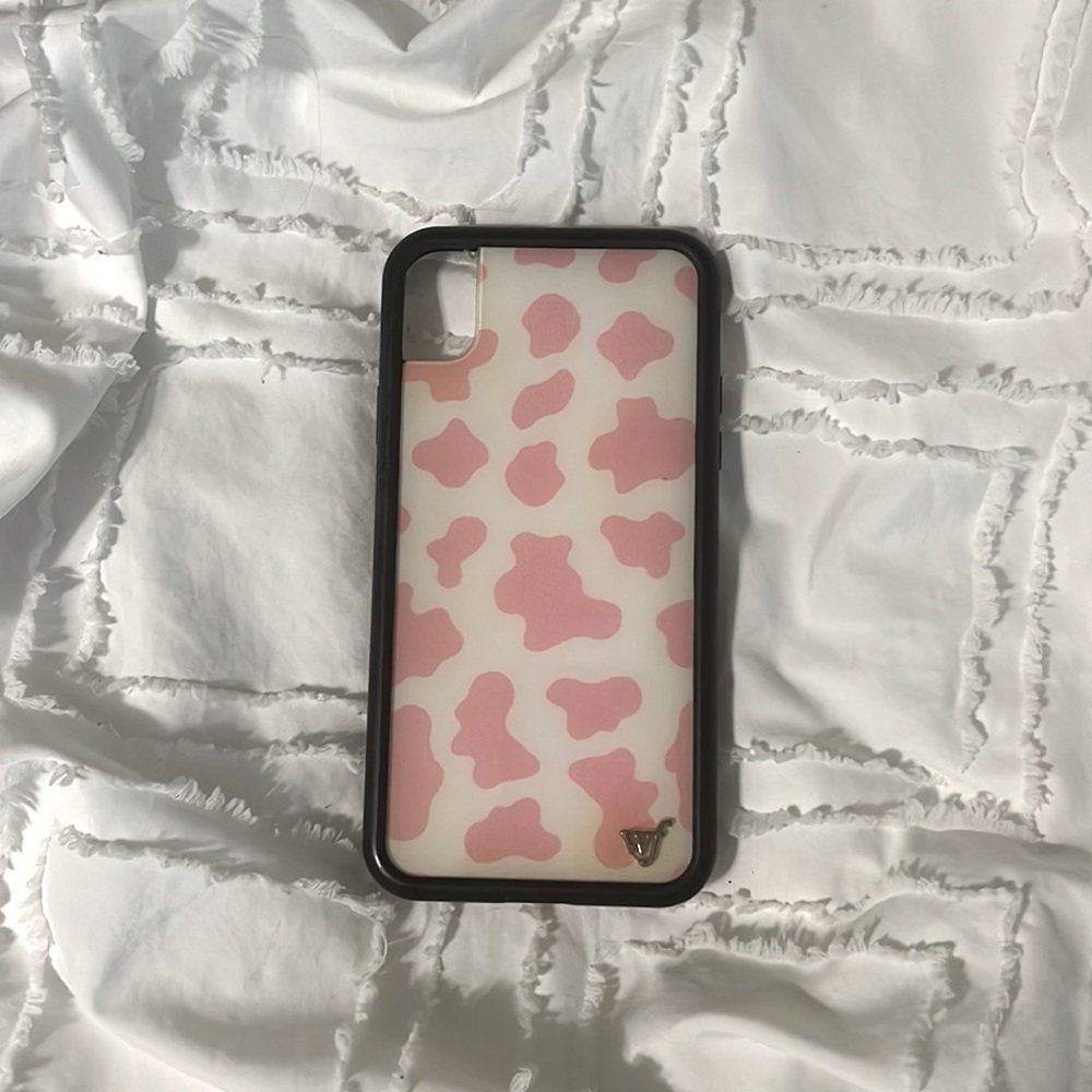 Wildflower phone case: pink cow print